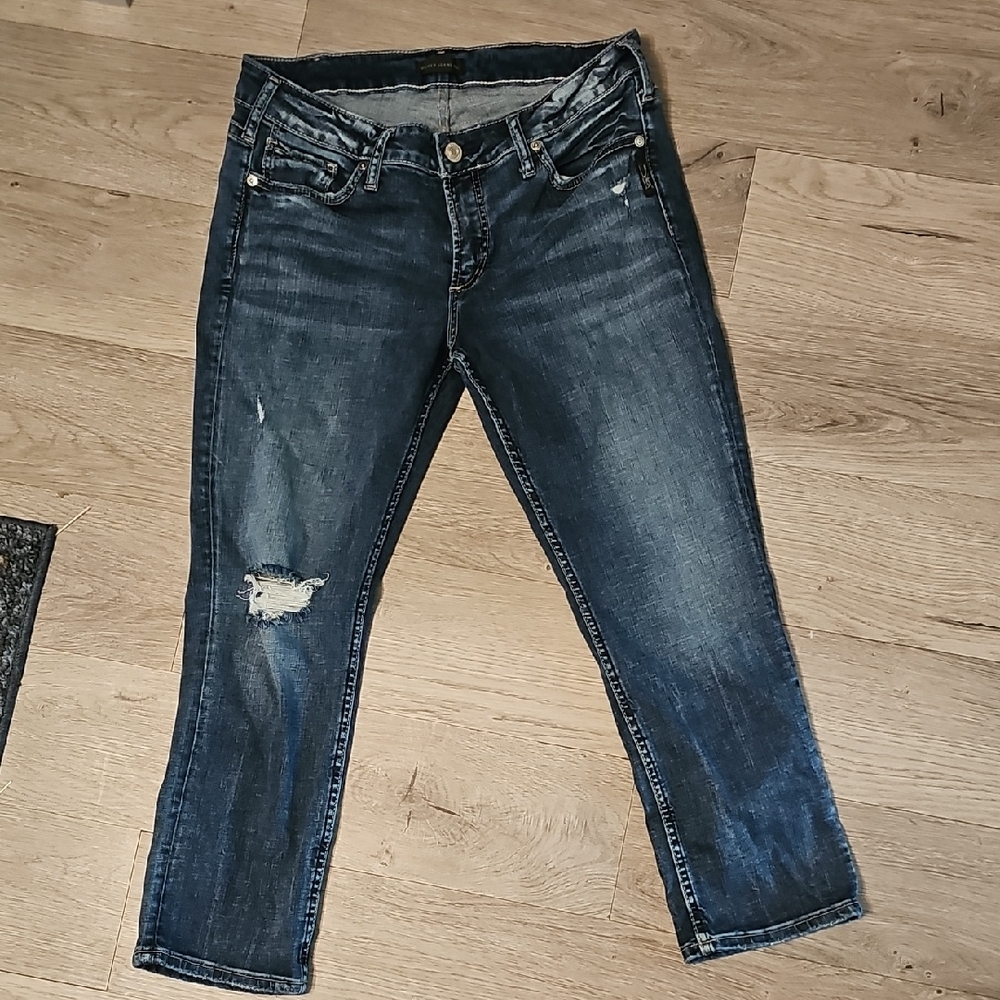 Silver Jeans Blue Cropped Ankle Denim